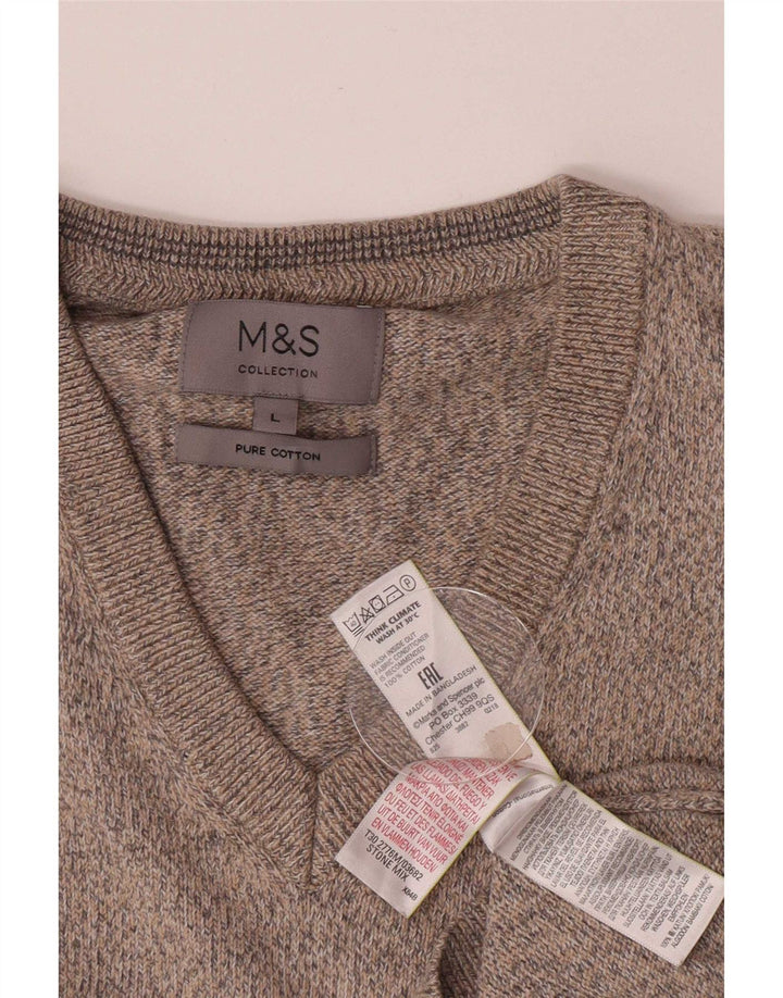 Marks & Spencer Vestă pentru bărbați Tank Top mare, bej, bumbac cu pete