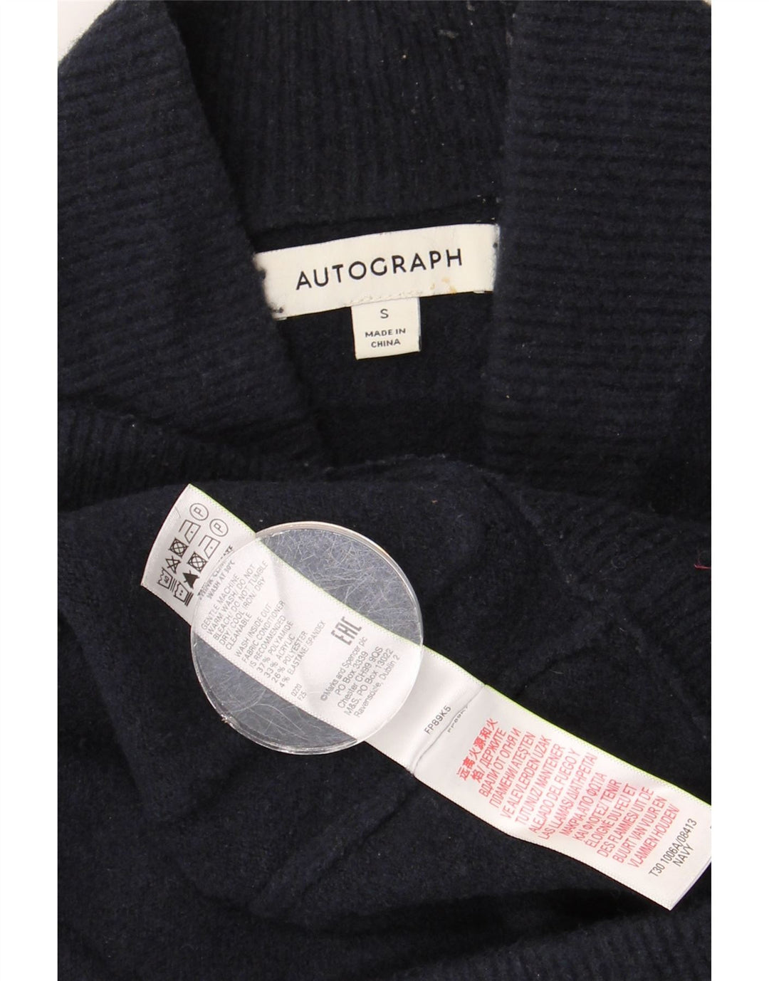 MARKS & SPENCER Pulover cardigan cu autograf pentru bărbați, poliamidă, albastru mic