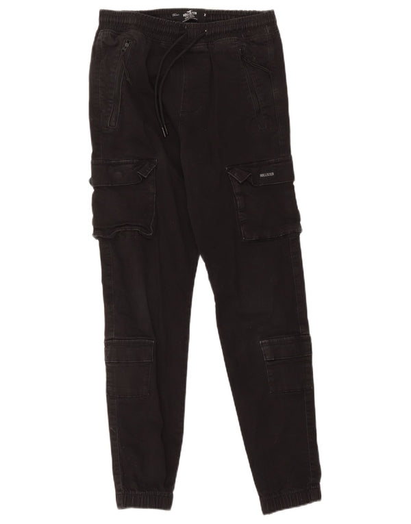 Hollister Mens Crop Joggers Pantaloni cargo XS W30 L26 Bumbac negru