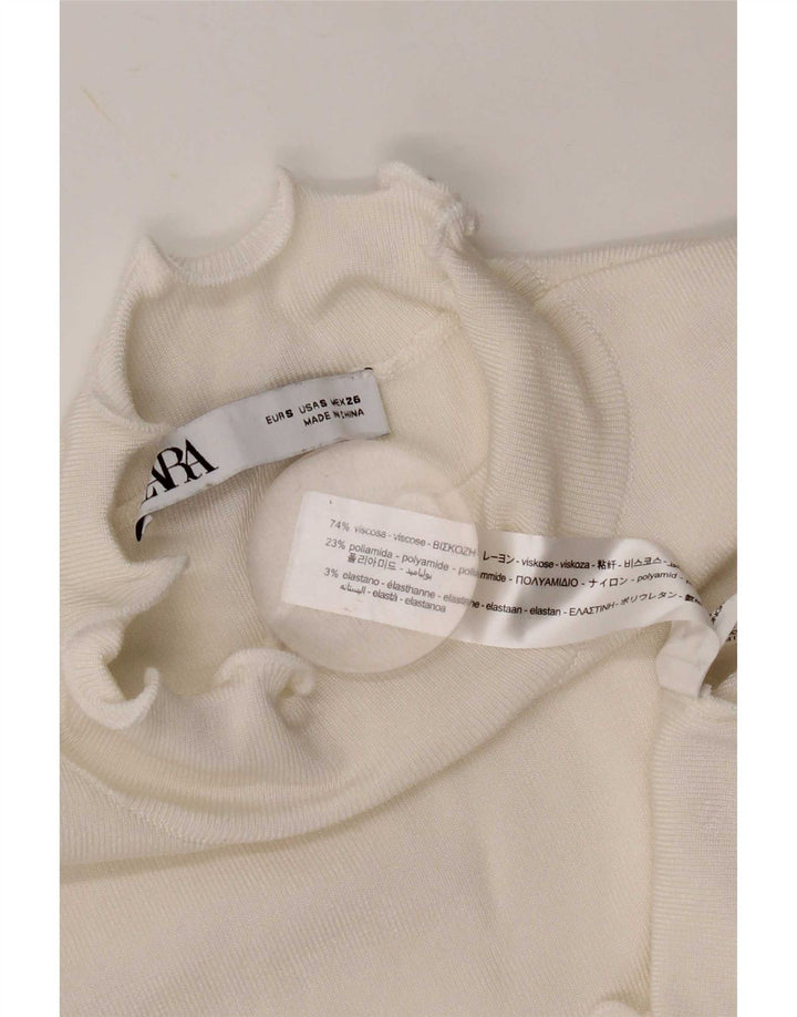 Top Vest Crop pentru Femei Zara UK 10 Small White Viscose