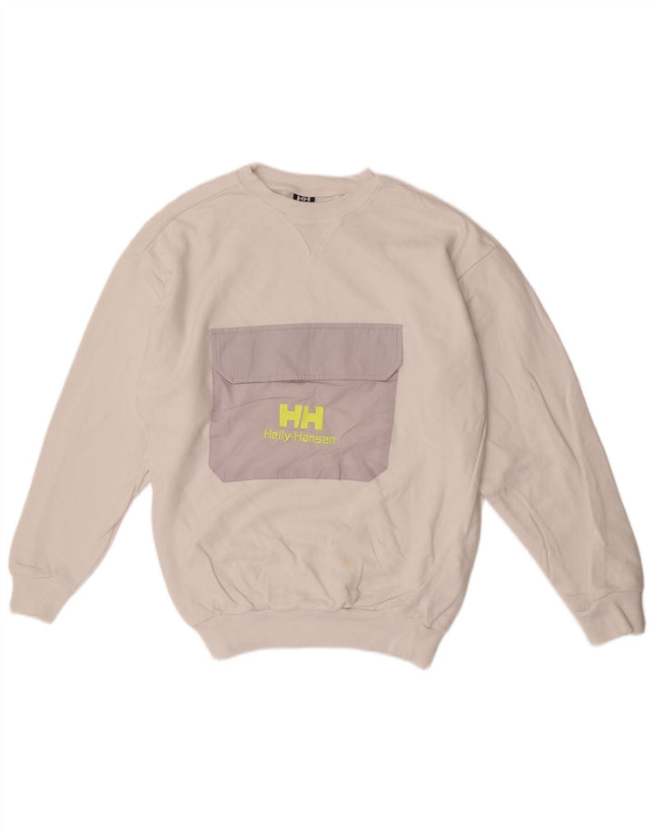 Helly Hansen Pulover grafic pentru bărbați, bumbac color bloc alb, mic