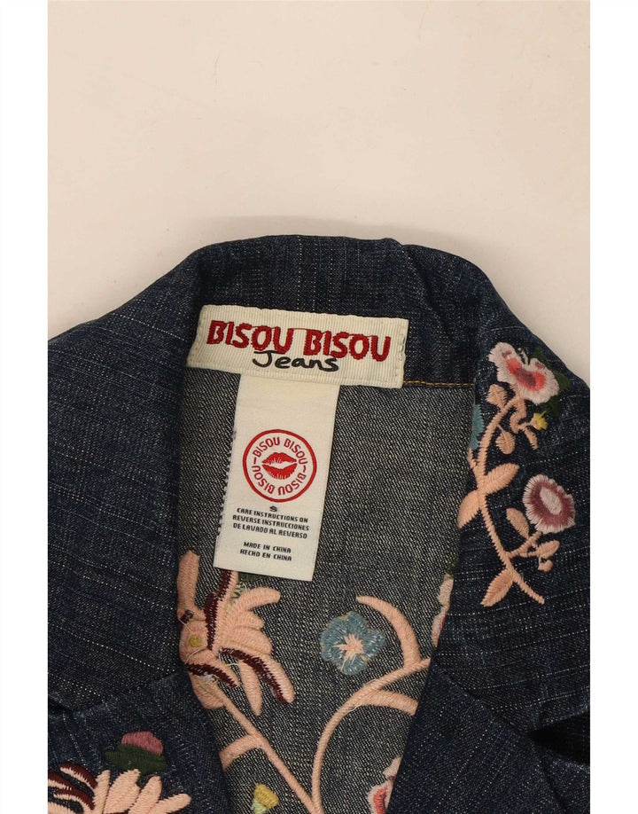 Jachetă pentru femei Bisou Crop 1 Button Blazer UK 10 Small Blue Floral