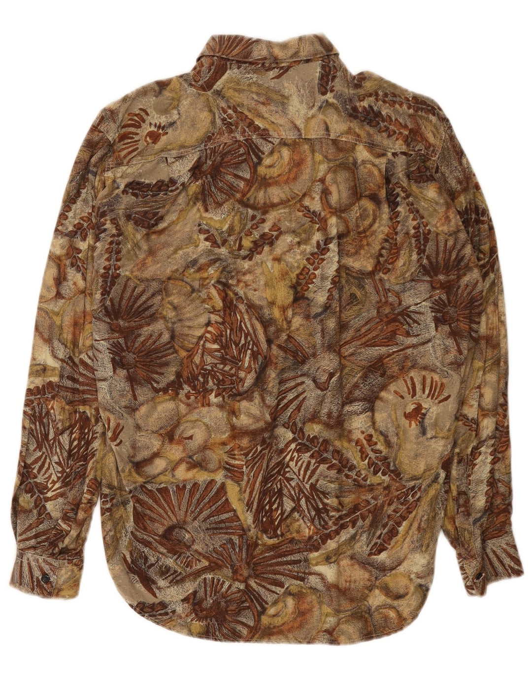 Cămașă Vintage pentru bărbați Maro mediu Floral Vâscoză