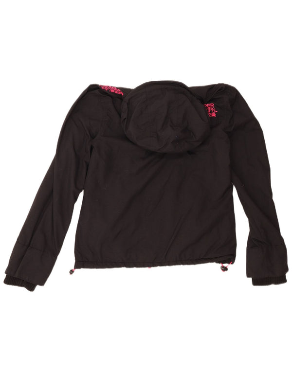Superdry Womens The Windcheater Hooded Windbreaker Jacket UK 16 Large Black