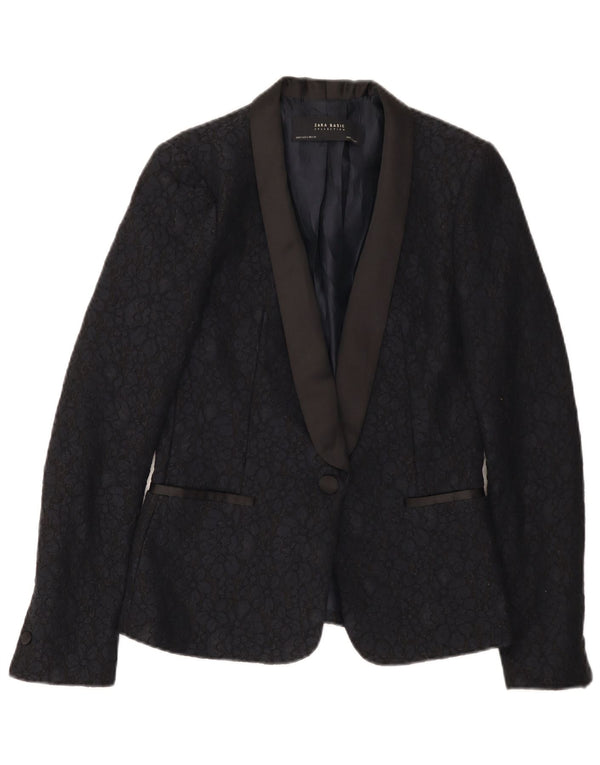 Blazer pentru femei Zara cu 1 nasture UK 10 Mic Negru Floral