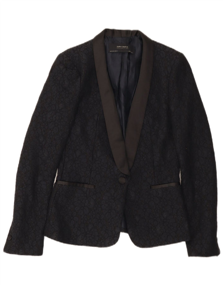 Blazer pentru femei Zara cu 1 nasture UK 10 Mic Negru Floral