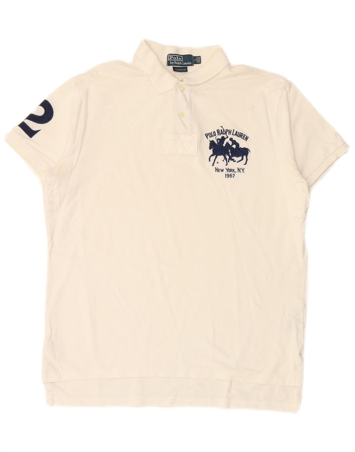 POLO RALPH LAUREN Tricou polo Rugby, personalizat, din bumbac alb mare