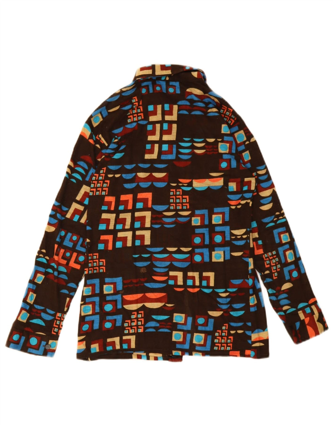 Cămașă Vintage Băieți 11-12 Ani Maro Geometric Poliacrilic