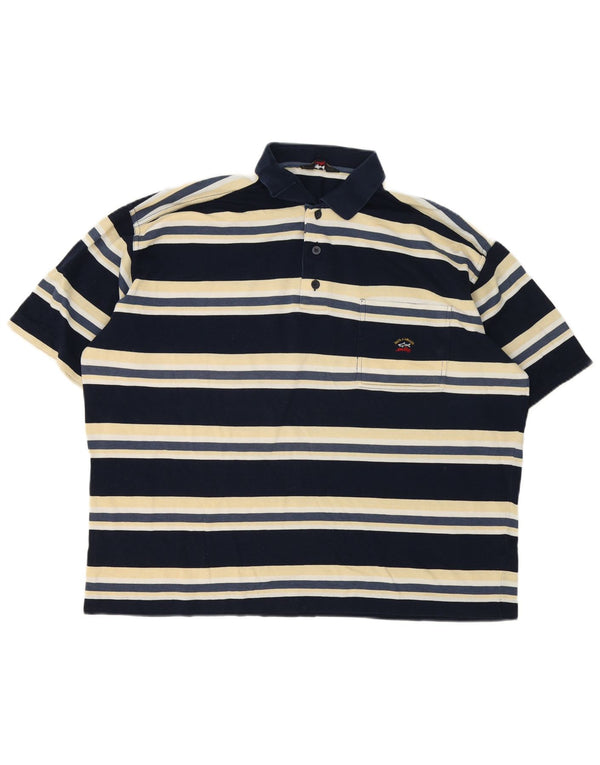 Cămașă polo pentru bărbați Paul & Shark 2XL, bumbac cu dungi bleumarin