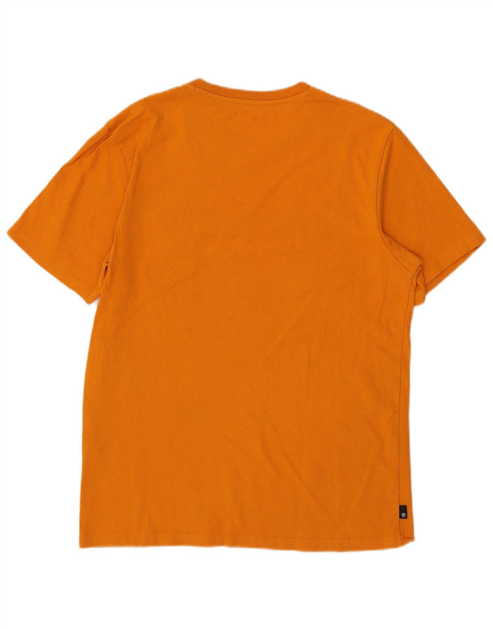 Tricou grafic Timberland pentru bărbați, cu croiala normală, top din bumbac portocaliu mediu