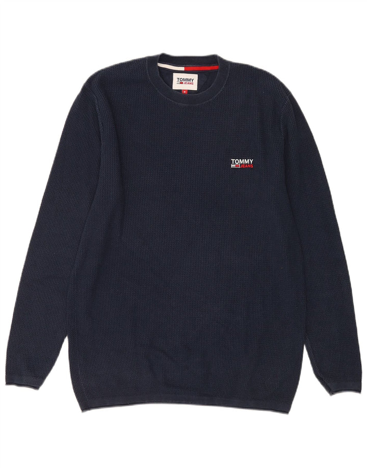 Pulover Tommy Hilfiger pentru bărbați, cu gât crew, bumbac mediu albastru bleumarin
