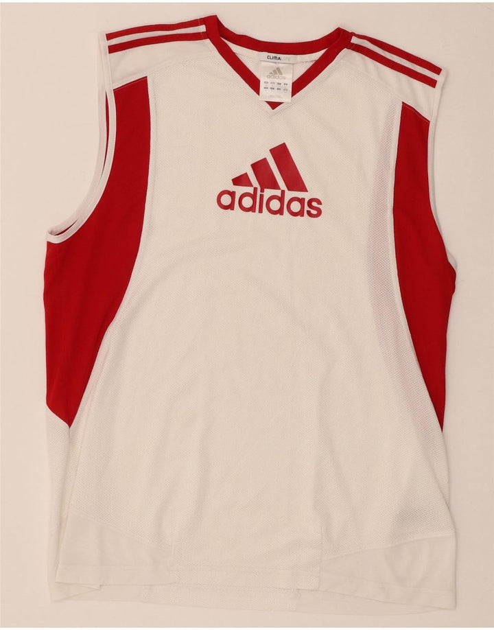 Adidas Climalite Graphic Vest Top pentru bărbați, mediu alb, poliester color bloc