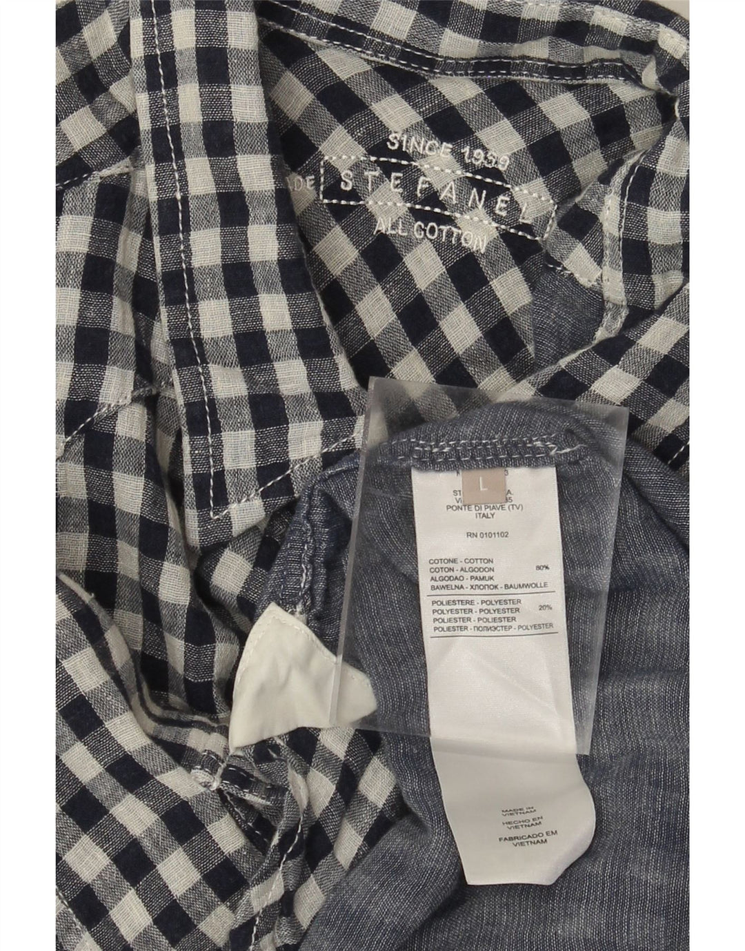 Cămașă Western pentru bărbați Stefanel, mare, albastru, bumbac vichy