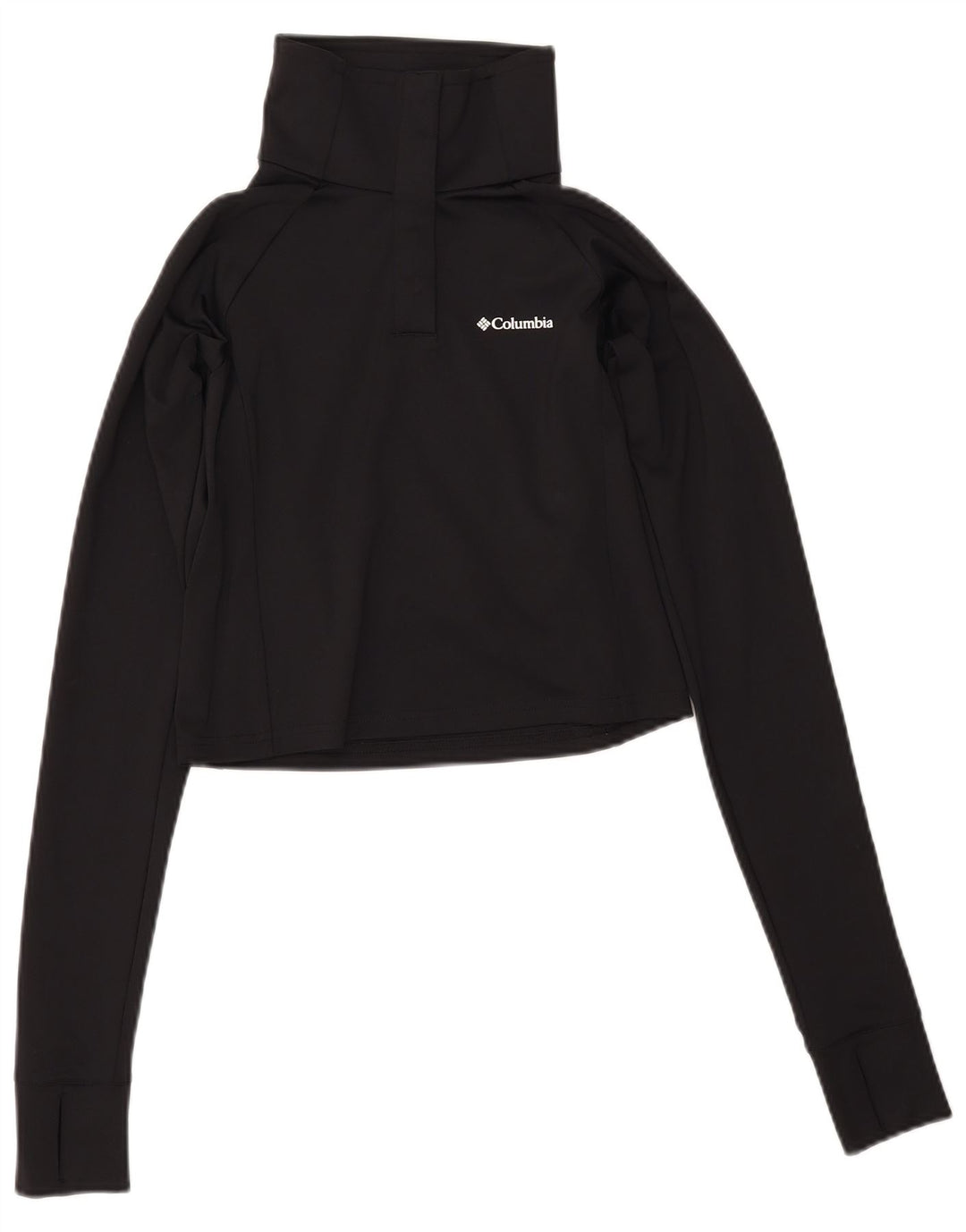COLUMBIA pentru femei Crop Button Deck Pullover Trening Top UK 12 Medium Black