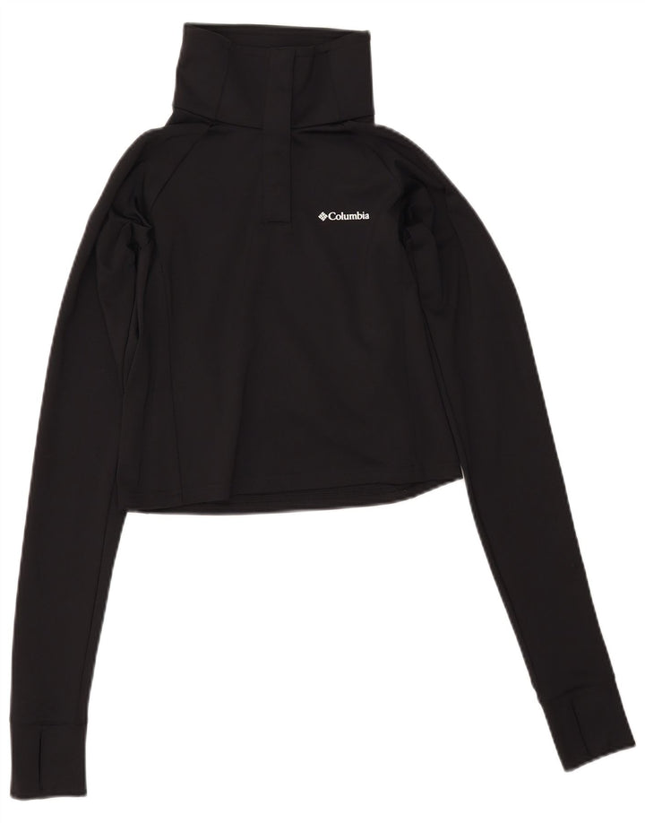COLUMBIA pentru femei Crop Button Deck Pullover Trening Top UK 12 Medium Black