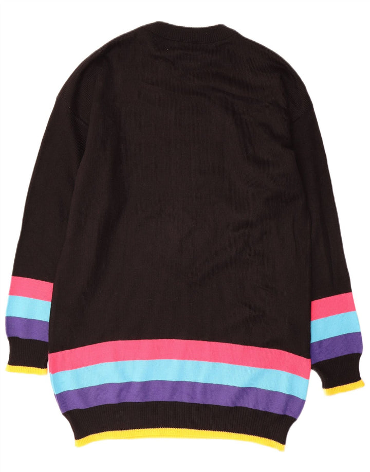 Rochie VINTAGE cu pulover cu grafică pentru femei UK 16, mare, neagră, color block