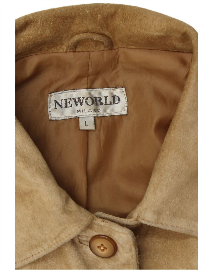 Jachetă vintage pentru femei de piele intoarsa UK 16 mare, bej