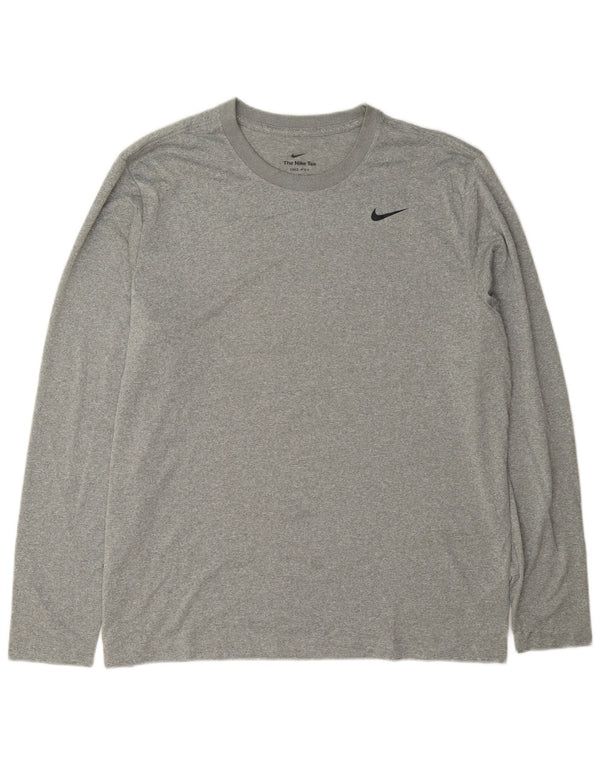 Nike pentru bărbați Dri Fit Top cu mânecă lungă XL, gri poliester cu pături