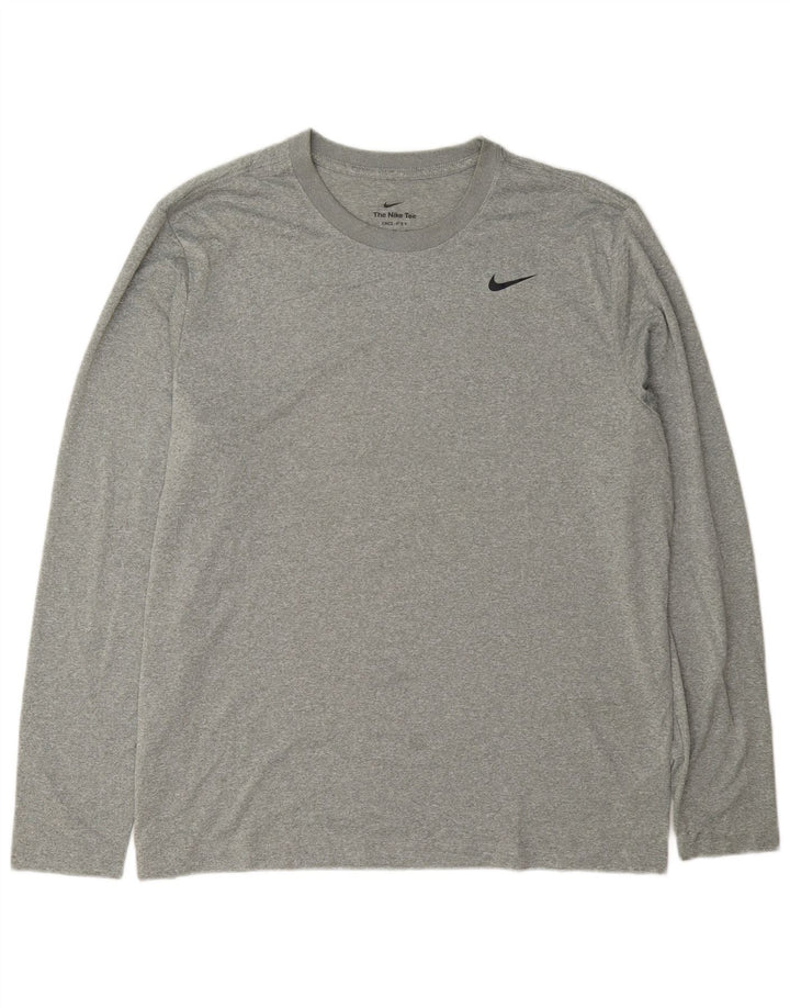 Nike pentru bărbați Dri Fit Top cu mânecă lungă XL, gri poliester cu pături