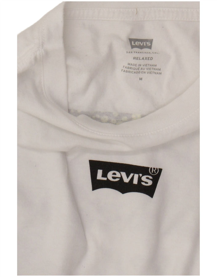 Top cu grafică relaxată pentru bărbați LEVI'S cu mânecă lungă din bumbac alb mediu
