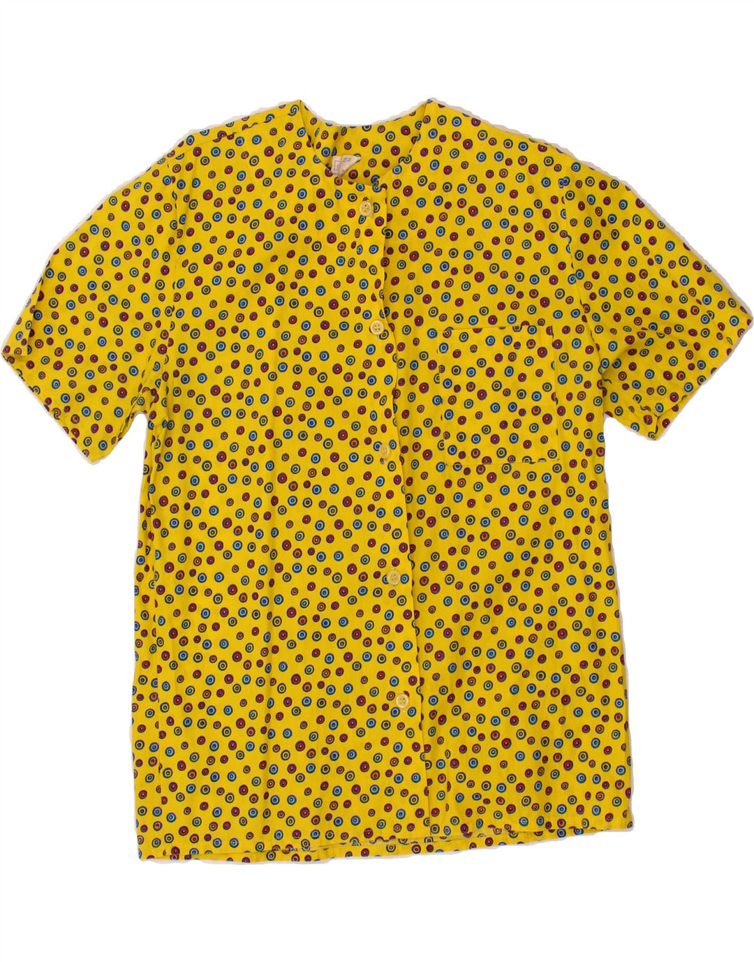 VINTAGE Womens Longline Short Sleeve Shirt Blouse EU 40 Medium Yellow Vintage Vintage and Second-Hand Vintage from Messina Hembry 