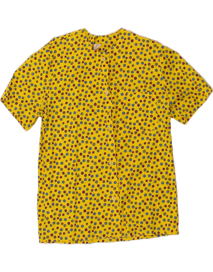VINTAGE Womens Longline Short Sleeve Shirt Blouse EU 40 Medium Yellow Vintage Vintage and Second-Hand Vintage from Messina Hembry 