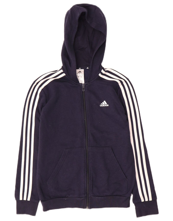 Pulover Adidas pentru băieți, cu fermoar, 11-12 ani, bumbac, albastru bleumarin