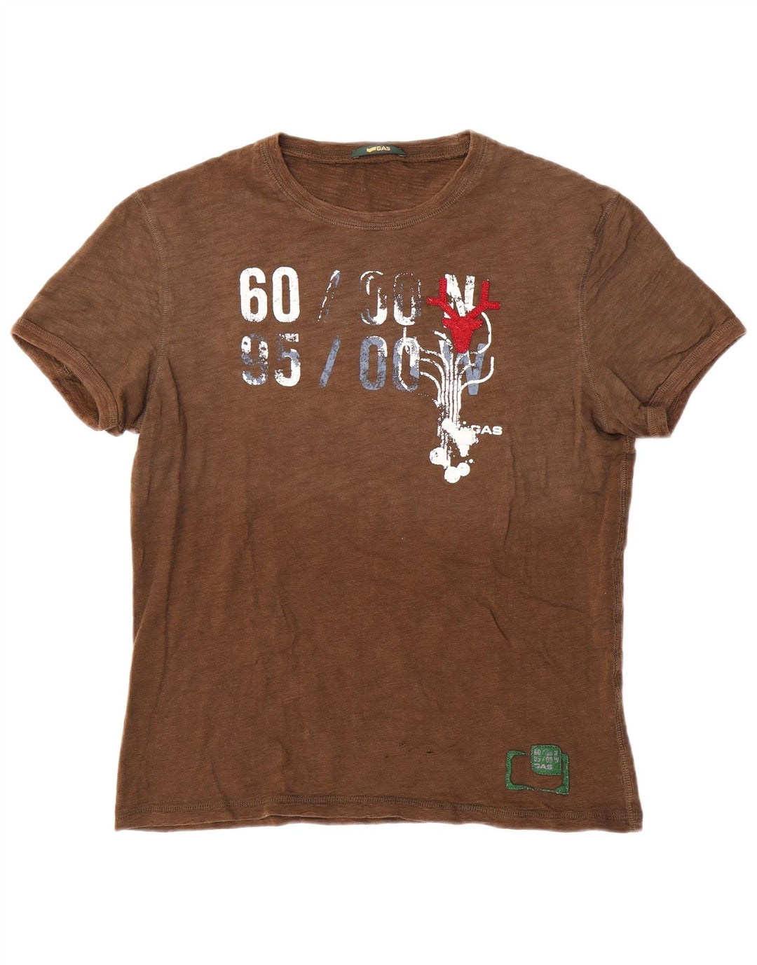 Tricou grafic pentru bărbați Gas Top din bumbac maro mediu