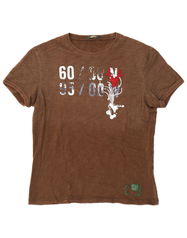 Tricou grafic pentru bărbați Gas Top din bumbac maro mediu