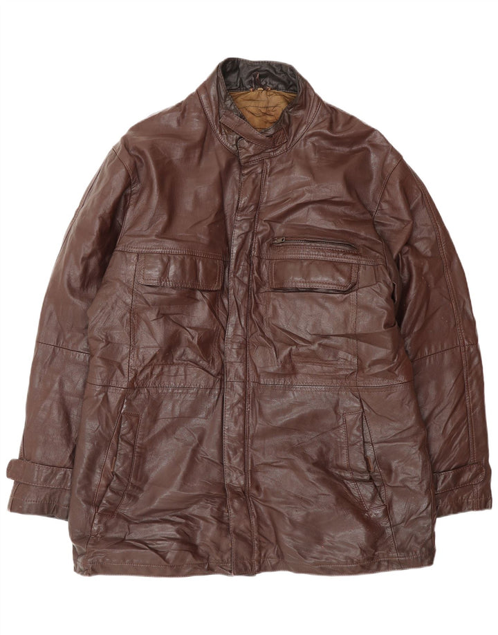 Geaca de piele vintage pentru barbati IT 52 XL maro
