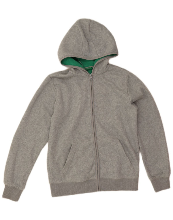 Benetton Boys Hooded Fleece Jacket 13-14 Years 3XL Grey Polyester