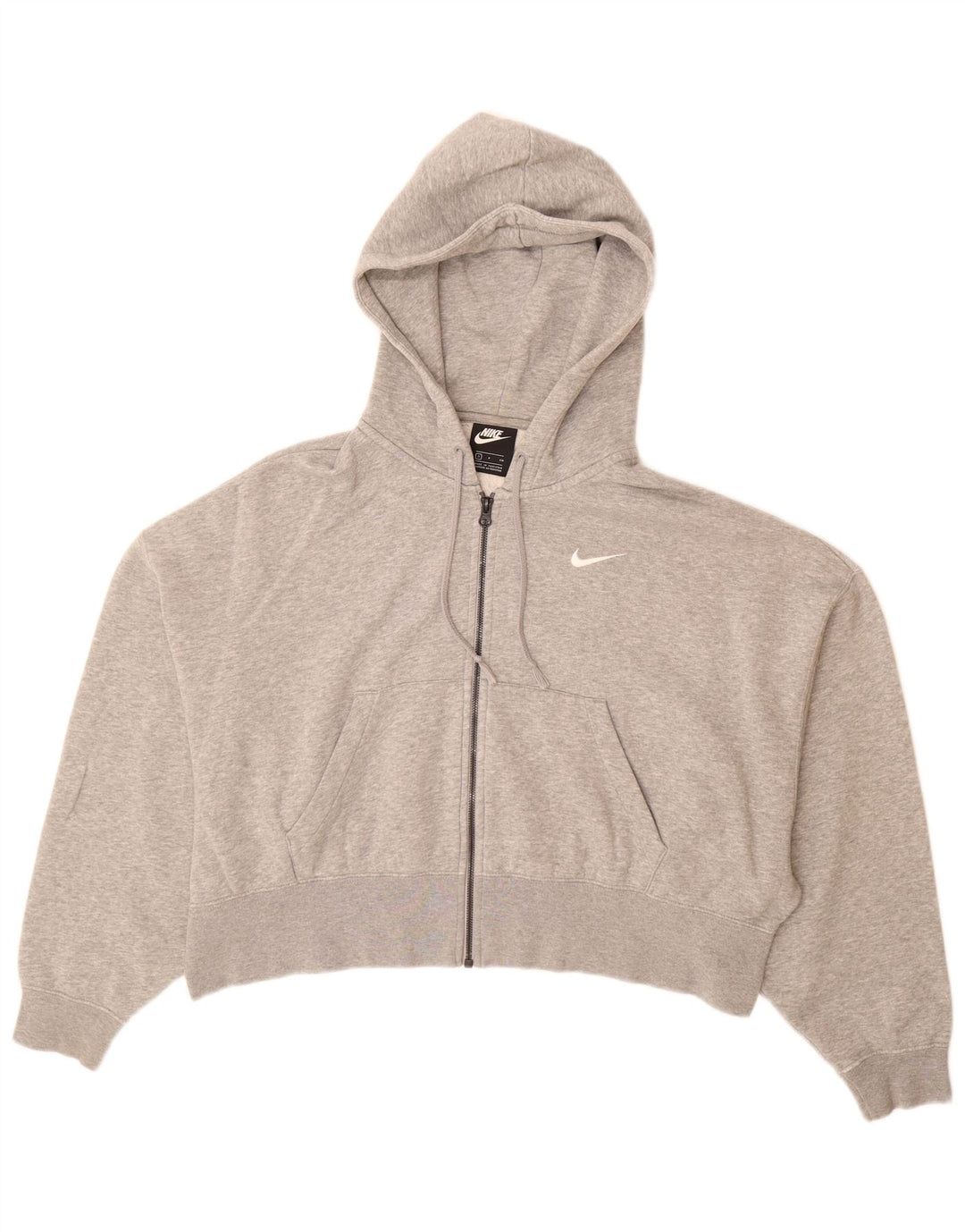 Pulover Nike pentru femei, supradimensionat, cu fermoar, UK 10, bumbac gri mic