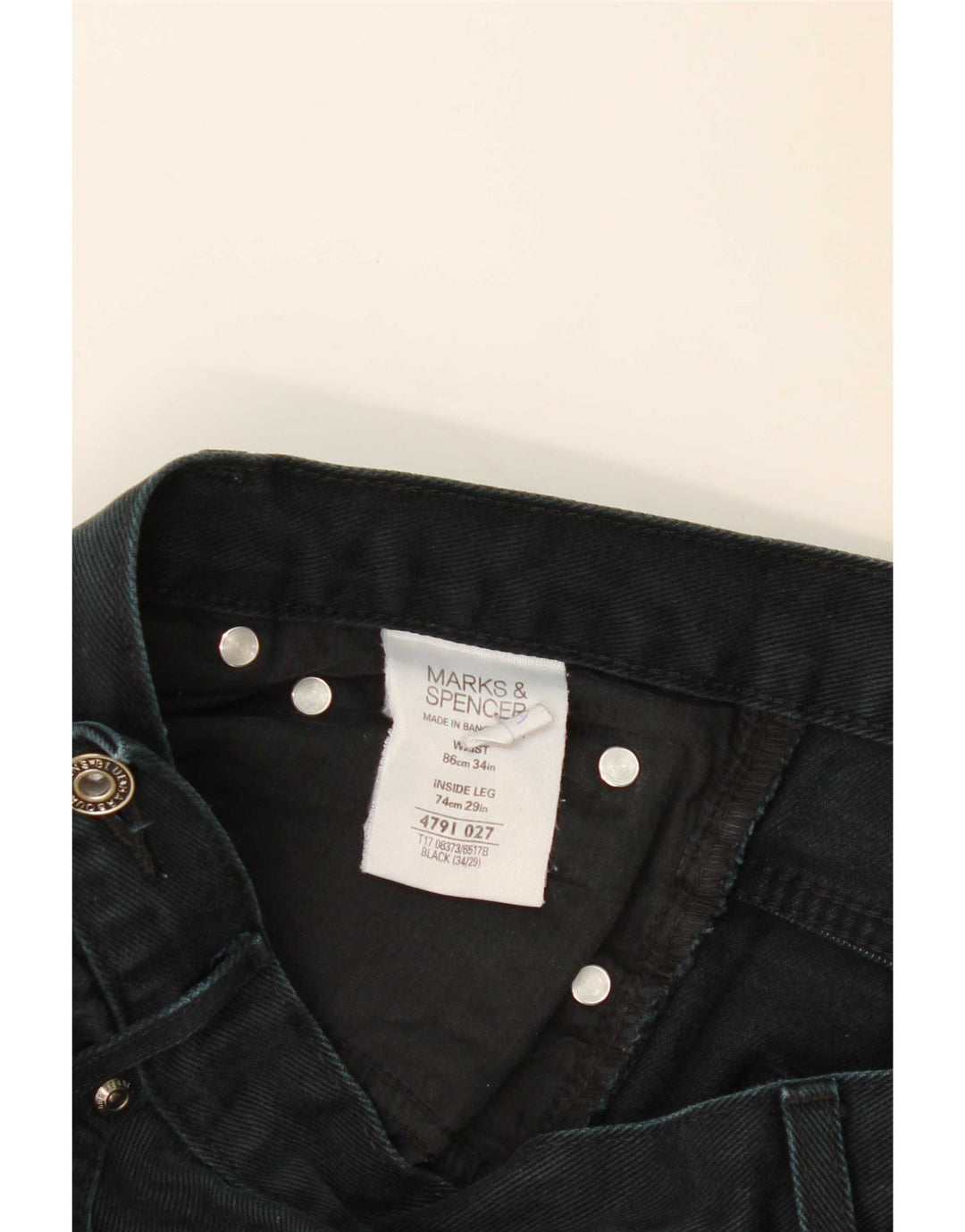 Blugi drepți pentru bărbați Marks & Spencer Blue Harbour W34 L29 bumbac negru