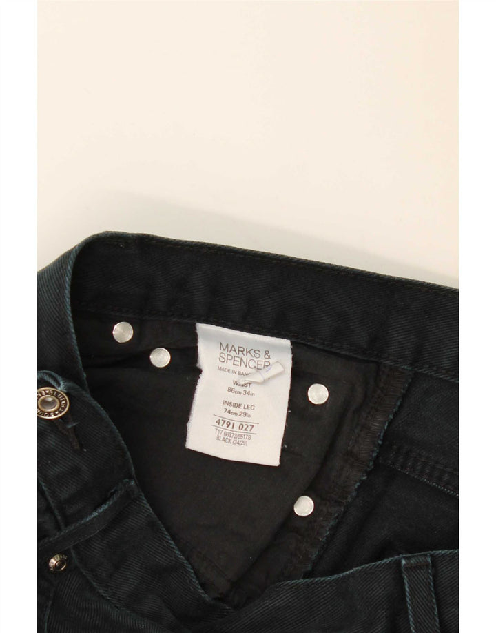 Blugi drepți pentru bărbați Marks & Spencer Blue Harbour W34 L29 bumbac negru