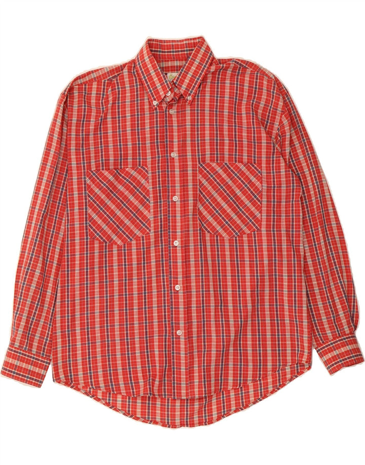 VINTAGE Mens Flannel Shirt Medium Red Check Polyester Vintage Vintage and Second-Hand Vintage from Messina Hembry 