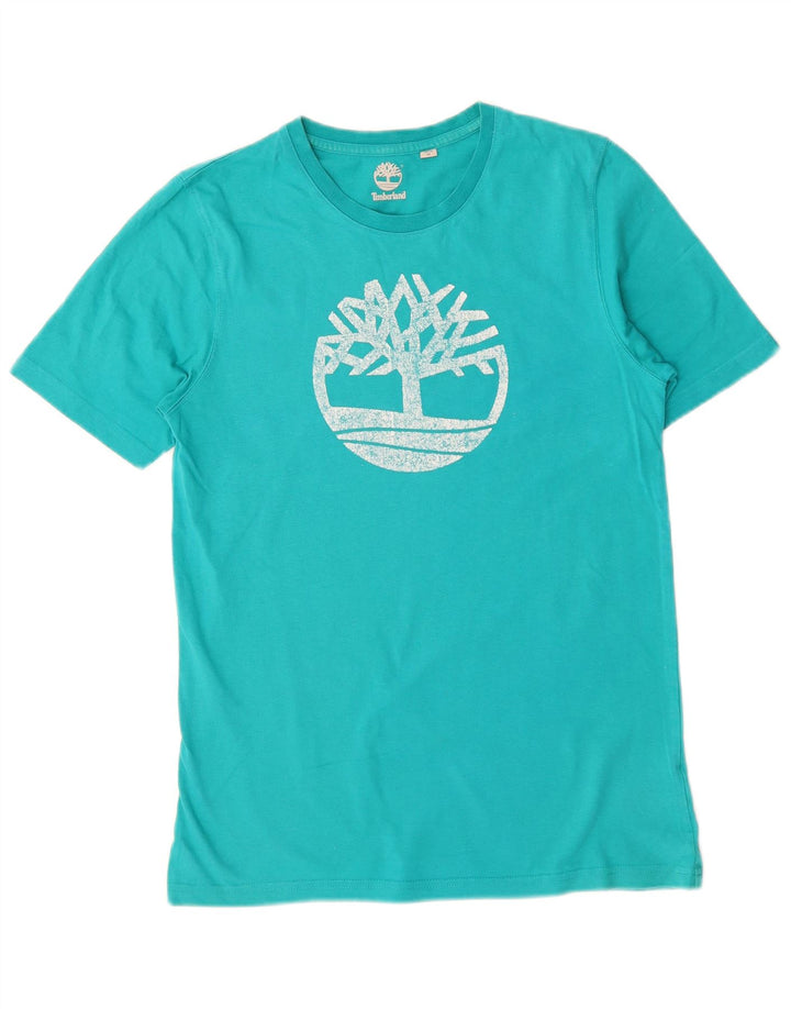 TIMBERLAND Tricou grafic pentru bărbați Top mediu albastru bumbac