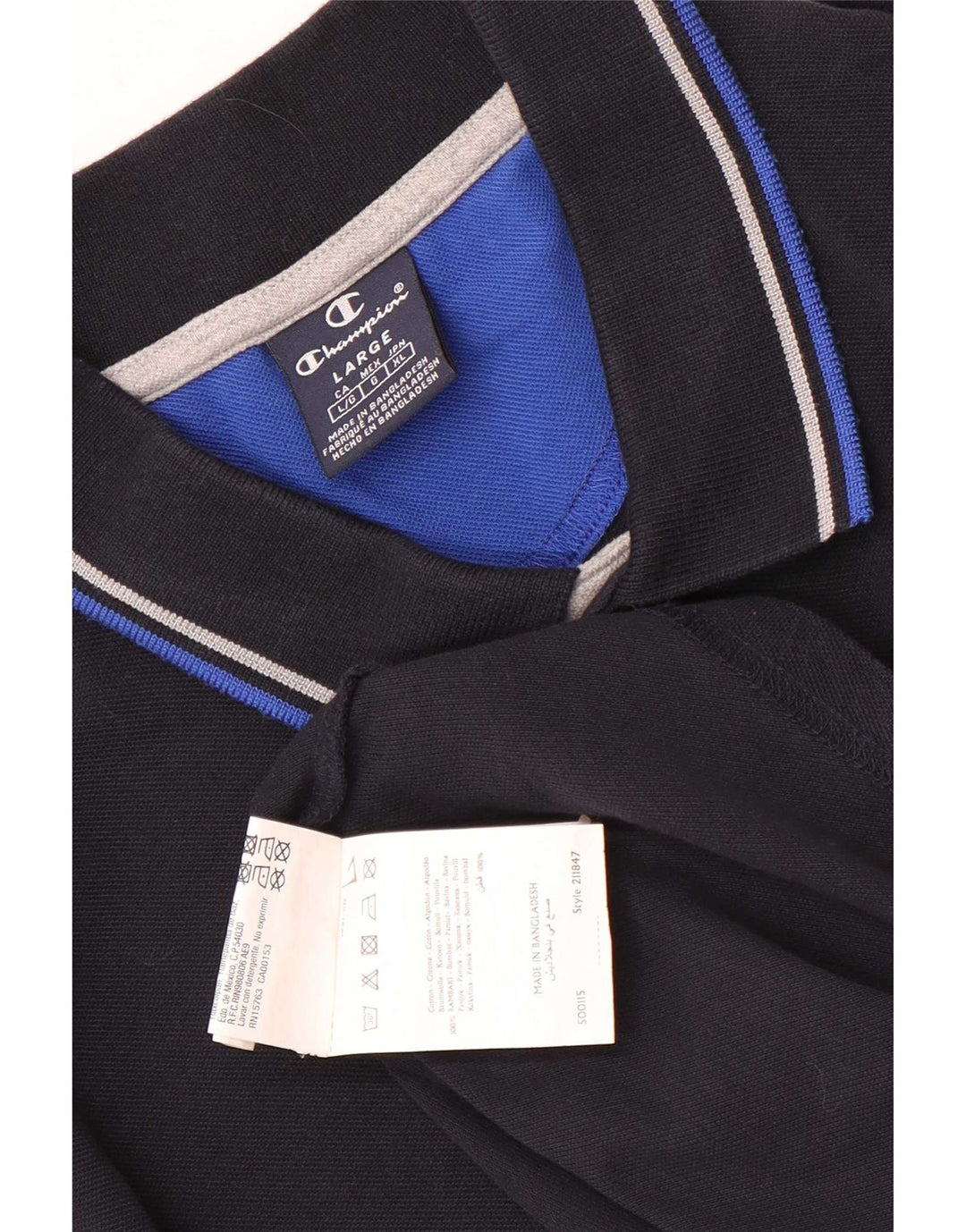 Tricou polo pentru bărbați Champion, mare, albastru, bumbac cu dungi