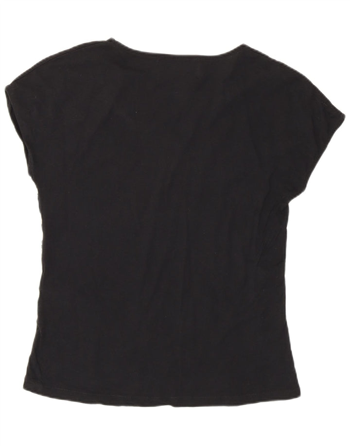 Tricou pentru femei Zara cu model abstract Top UK 12 bumbac mediu negru