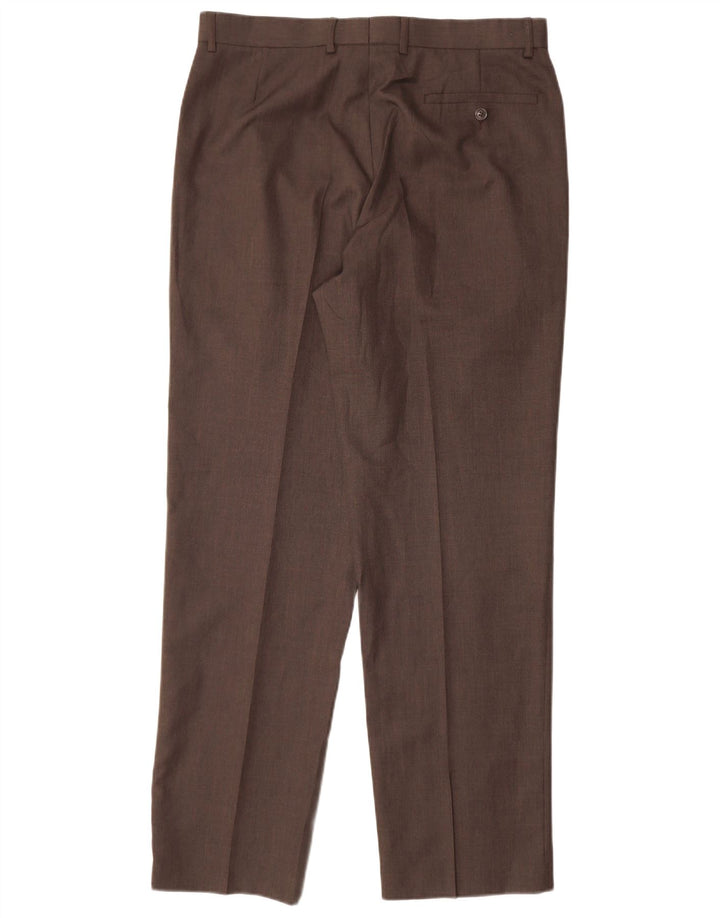 MARKS & SPENCER Pantaloni drepți pentru bărbați L34 L33 Poliester maro