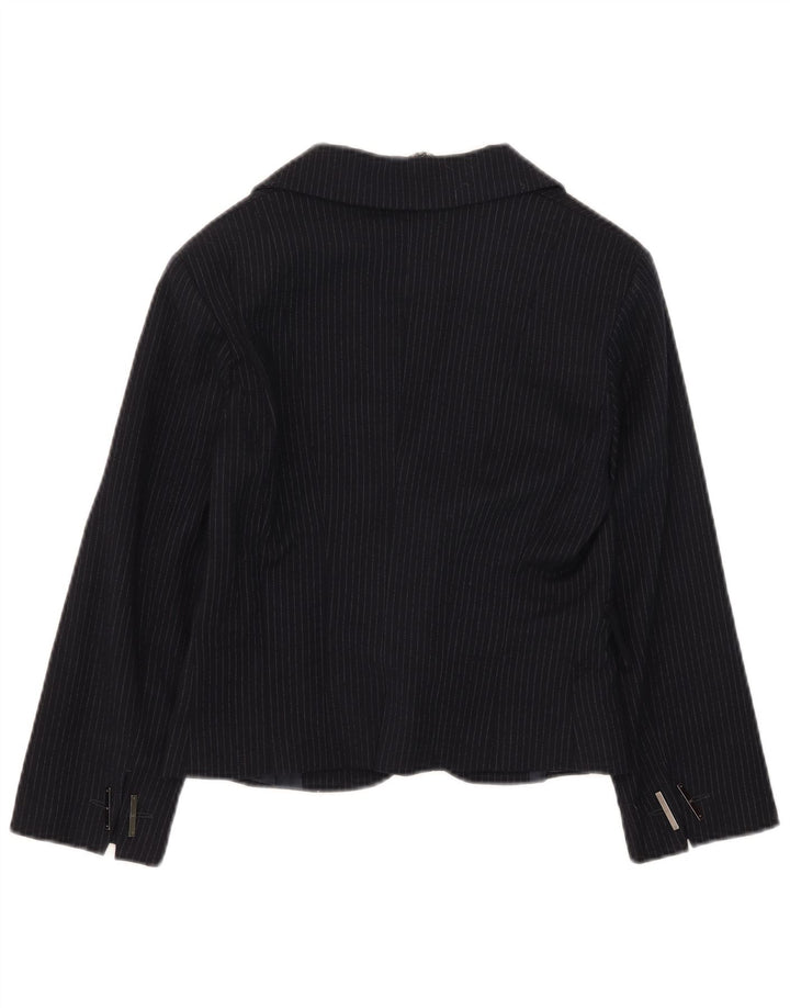 Celyn B Jachetă Blazer pentru femei Crop Open IT 46 Lână mare, albastru, cu dungi