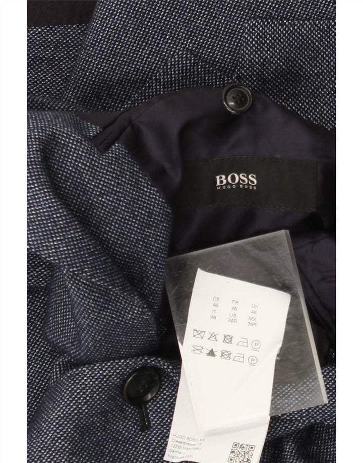 Blazer pentru bărbați HUGO BOSS cu 2 nasturi EU 46 Lână mică, albastru bleumarin
