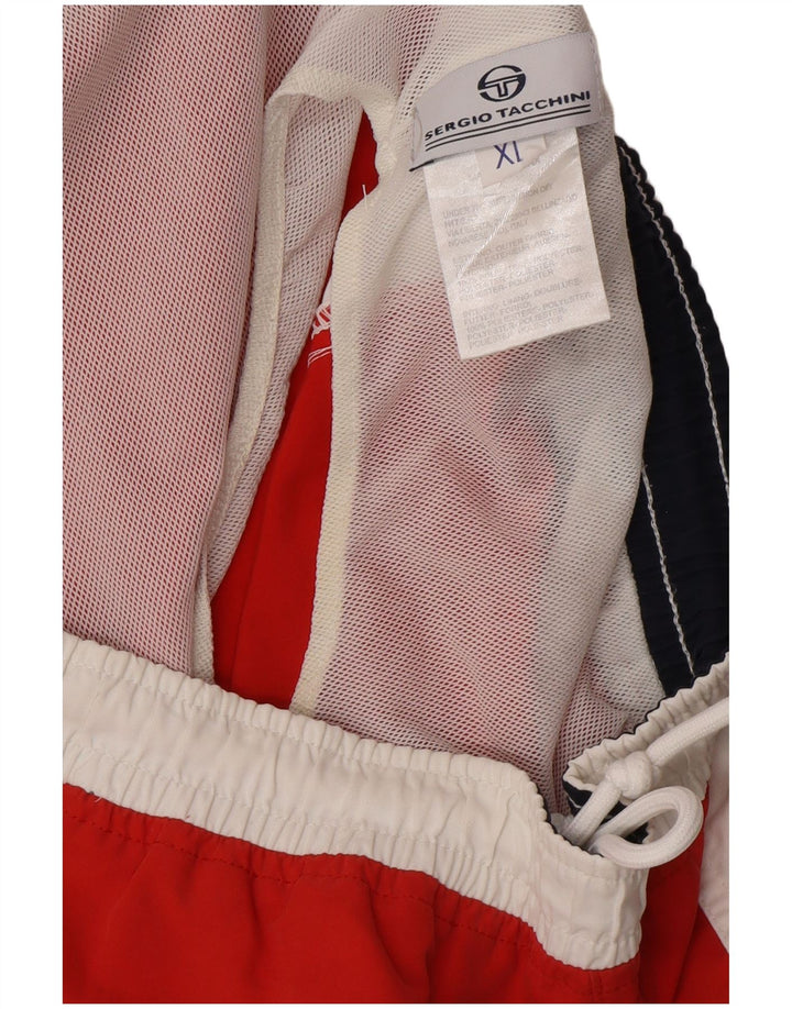 SERGIO TACCHINI Pantaloni scurți de înot grafic pentru bărbați XL poliester color bloc roșu