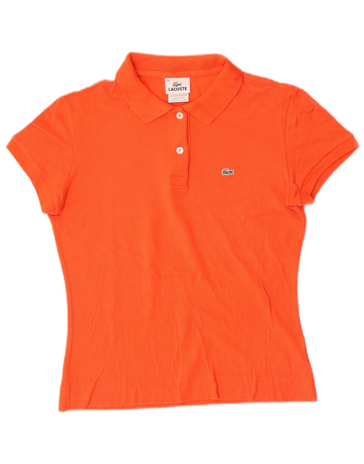 Tricou polo Lacoste pentru femei marimea 40 bumbac portocaliu mediu