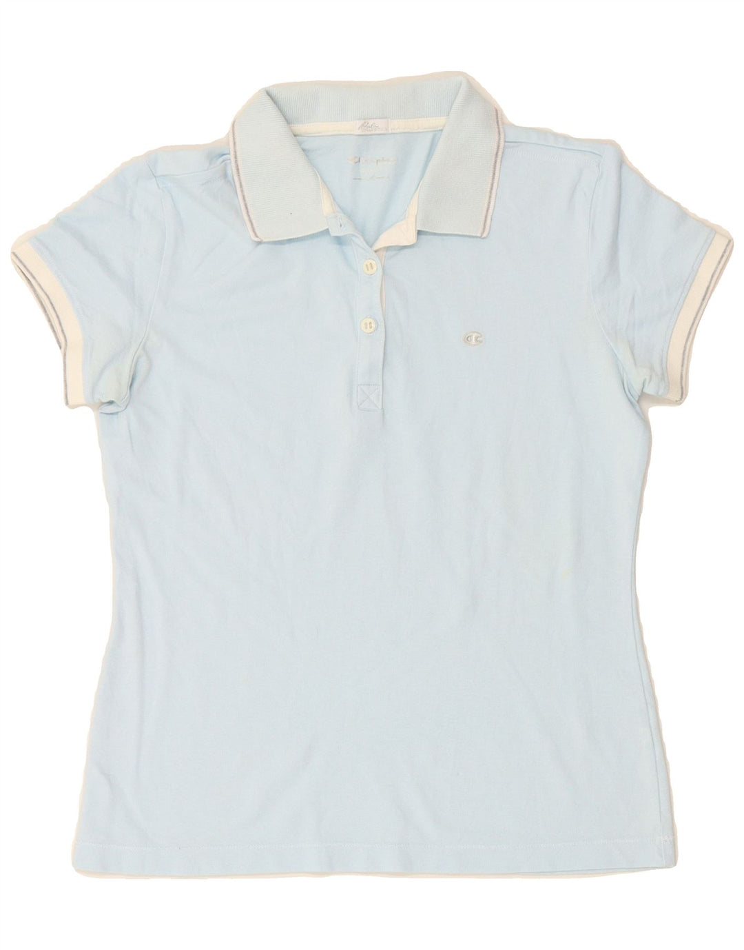 CHAMPION Womens Heritage Fit Polo Shirt UK 12 Medium Blue Vintage Champion and Second-Hand Champion from Messina Hembry 