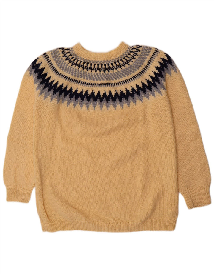 Pulover Vintage pentru bărbați cu gâtul turnat, galben mediu, Fair Isle