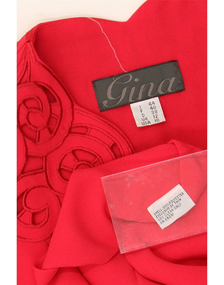 VINTAGE Womens 3 Button Blazer Jacket UK 12 Medium  Red Polyester Vintage Vintage and Second-Hand Vintage from Messina Hembry 