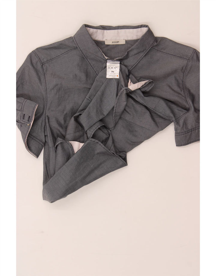JOOP Womens Short Sleeve Shirt EU 36 Small Grey Cotton Vintage Joop and Second-Hand Joop from Messina Hembry 