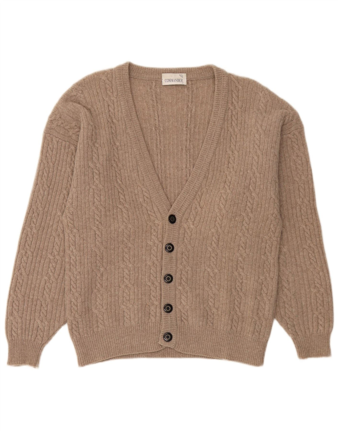 Pulover cardigan pentru bărbați Commander IT 50 Medium Beige Lambswool