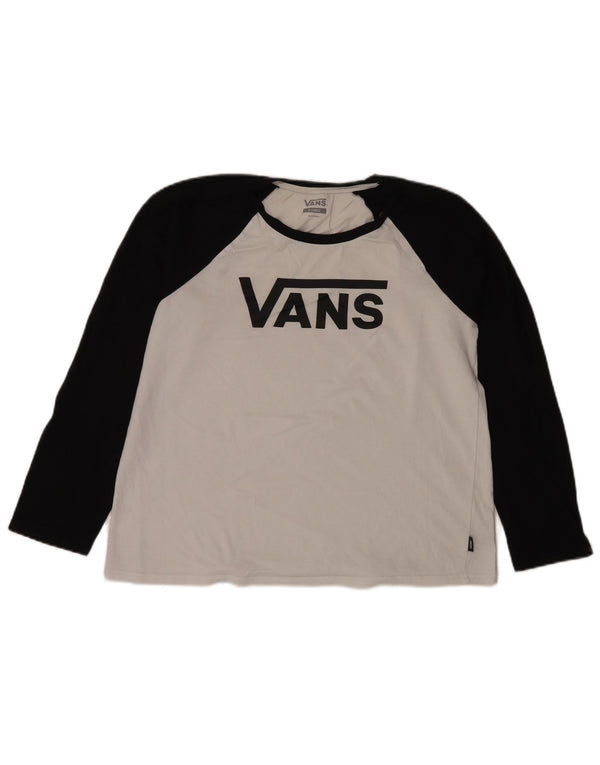 Bluză cu mânecă lungă cu grafică Vans pentru femei UK 18 XL, alb, bloc de culoare