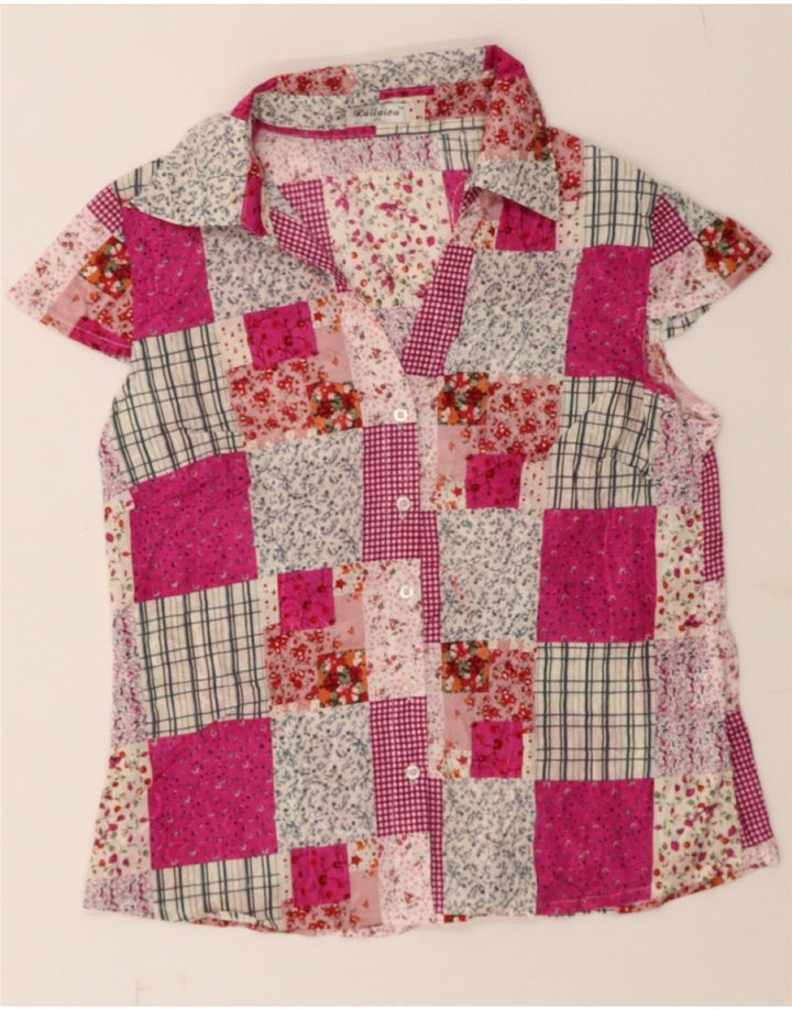 VINTAGE Girls Short Sleeve Shirt 11-12 Years 2 XL Multicoloured Patchwork Vintage Vintage and Second-Hand Vintage from Messina Hembry 